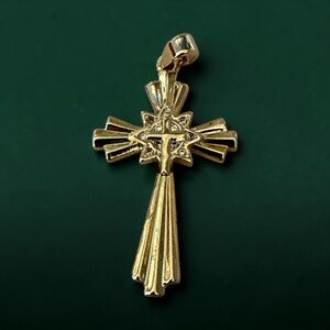 Gold Cross Pendant Necklace Charm - Religious Women Jewelry